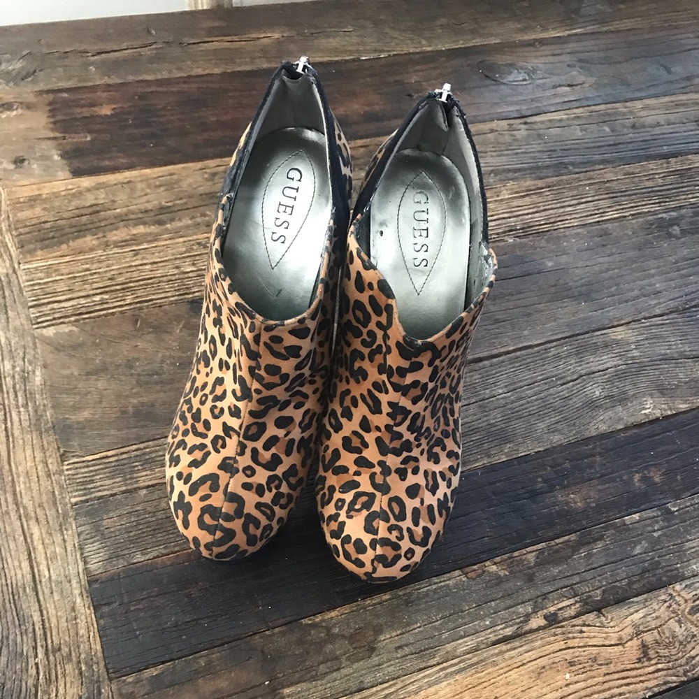 GUESS- *ONA* Leopard Print High Heel Ankle Boots
